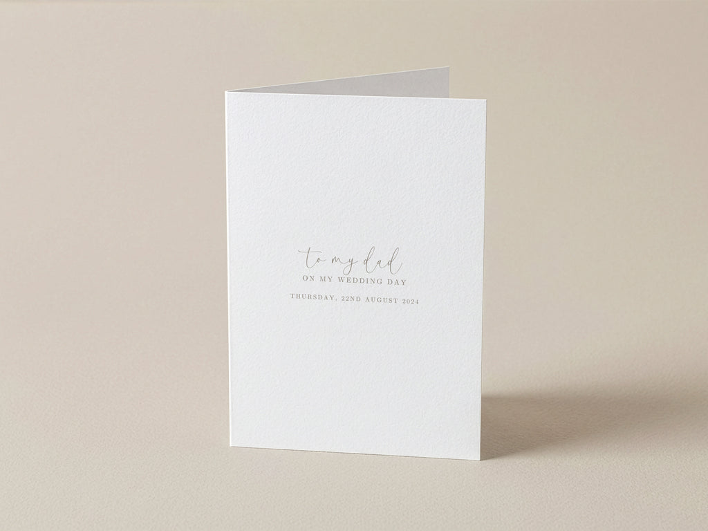 Personalised Dad Card – On My Wedding Day – Minimalist Wedding Card – Custom Date & Name