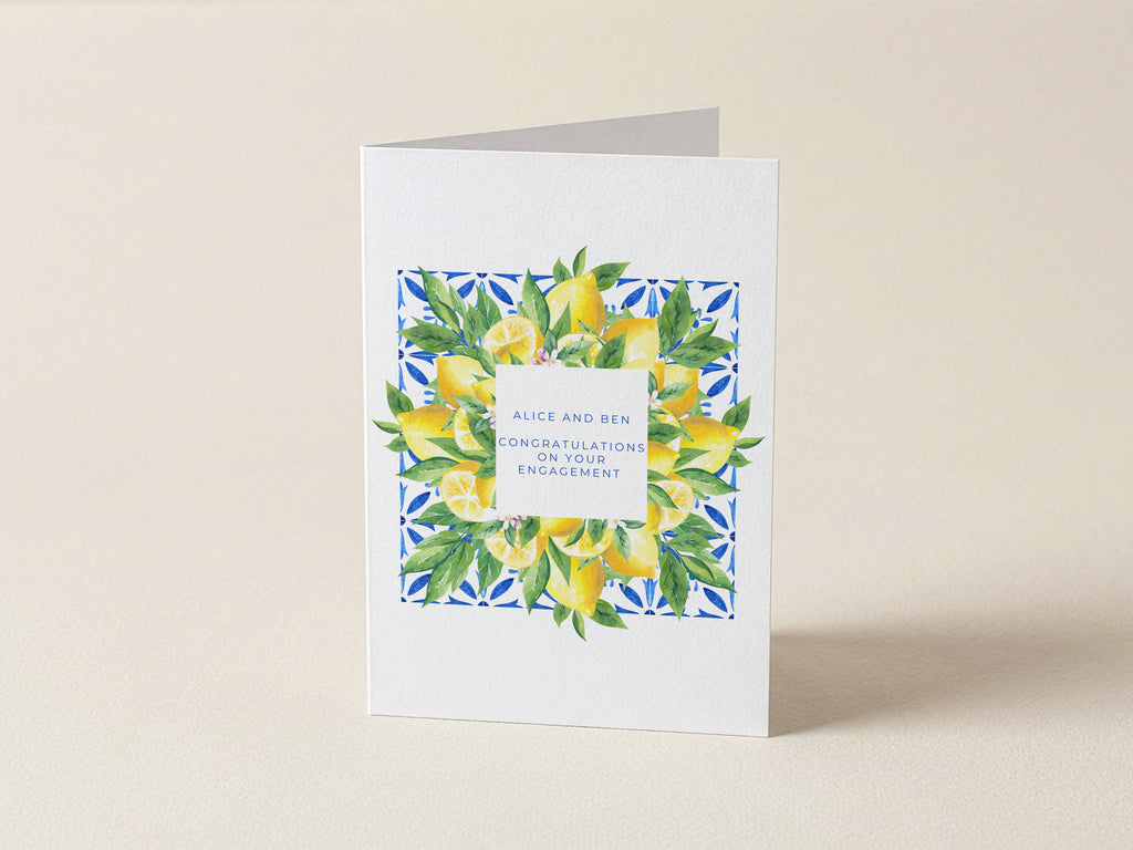Personalised Lemon, Mediterranean Engagement Card
