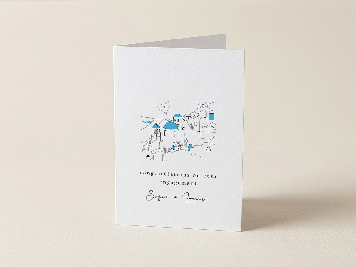 Personalised Santorini Engagement Card
