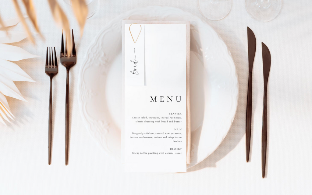 Peaches Menu with Name Tag & Teardrop Clip