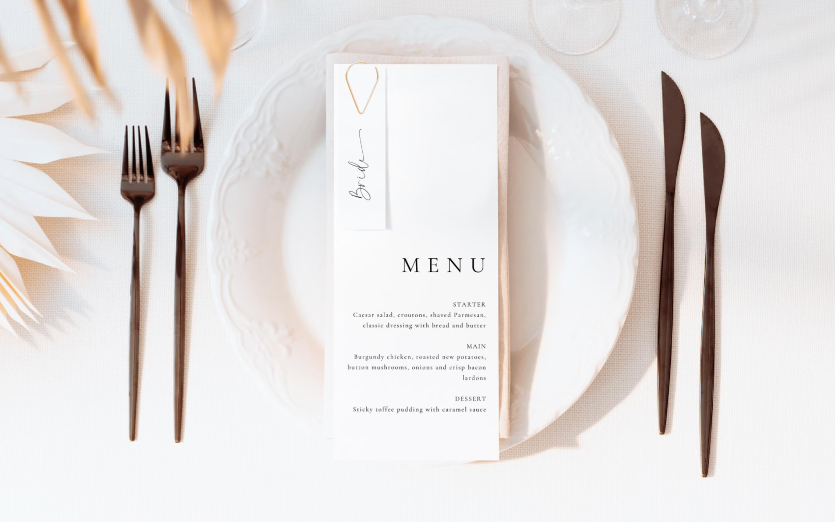 Peaches Menu with Name Tag & Teardrop Clip