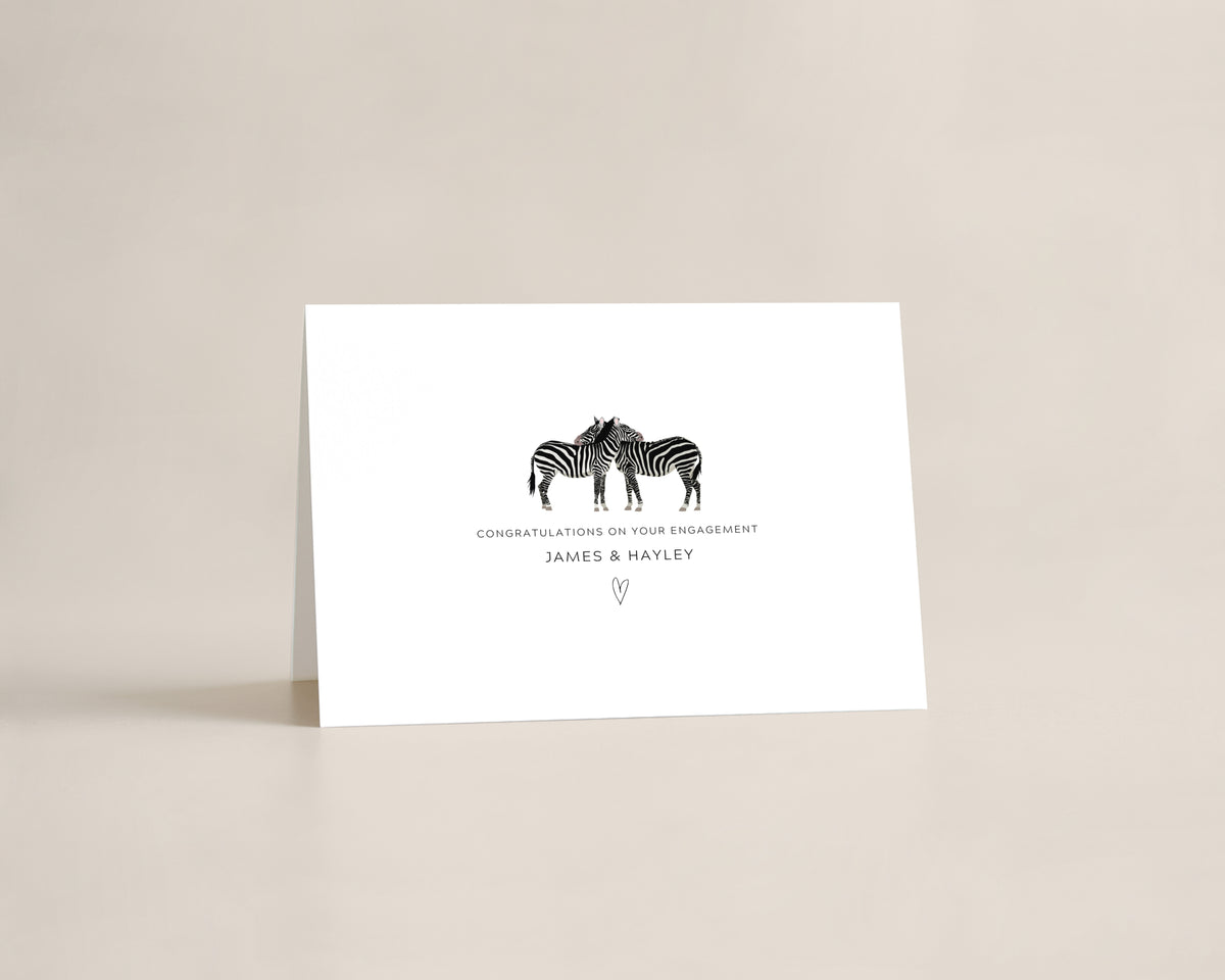 Personalised Zebra Engagement Card