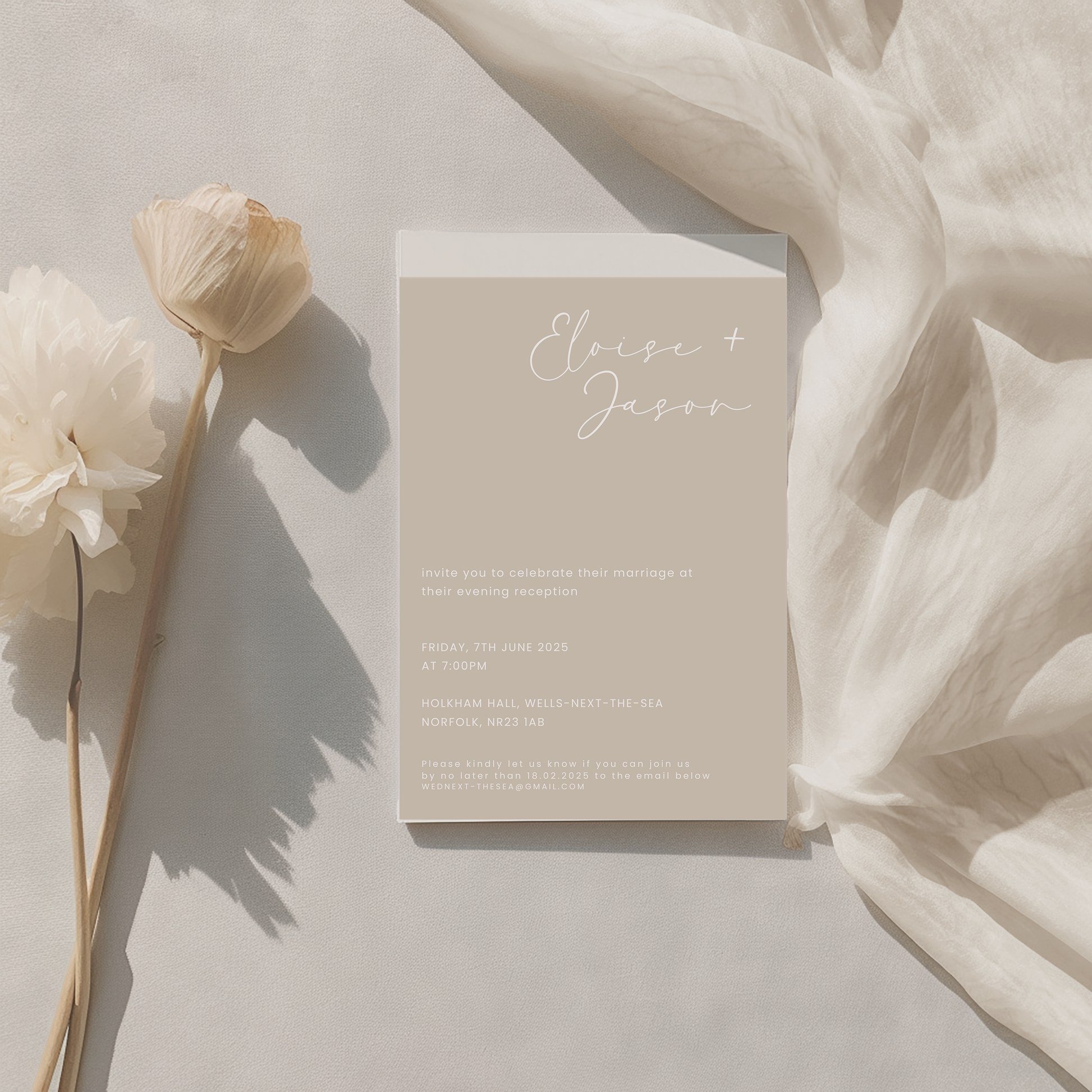 Neutral Evening Wedding Invitation