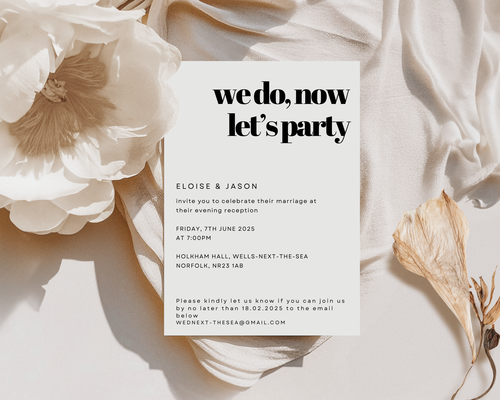 We do, now let's party Evening Wedding Invitation